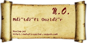 Mátéfi Oszlár névjegykártya